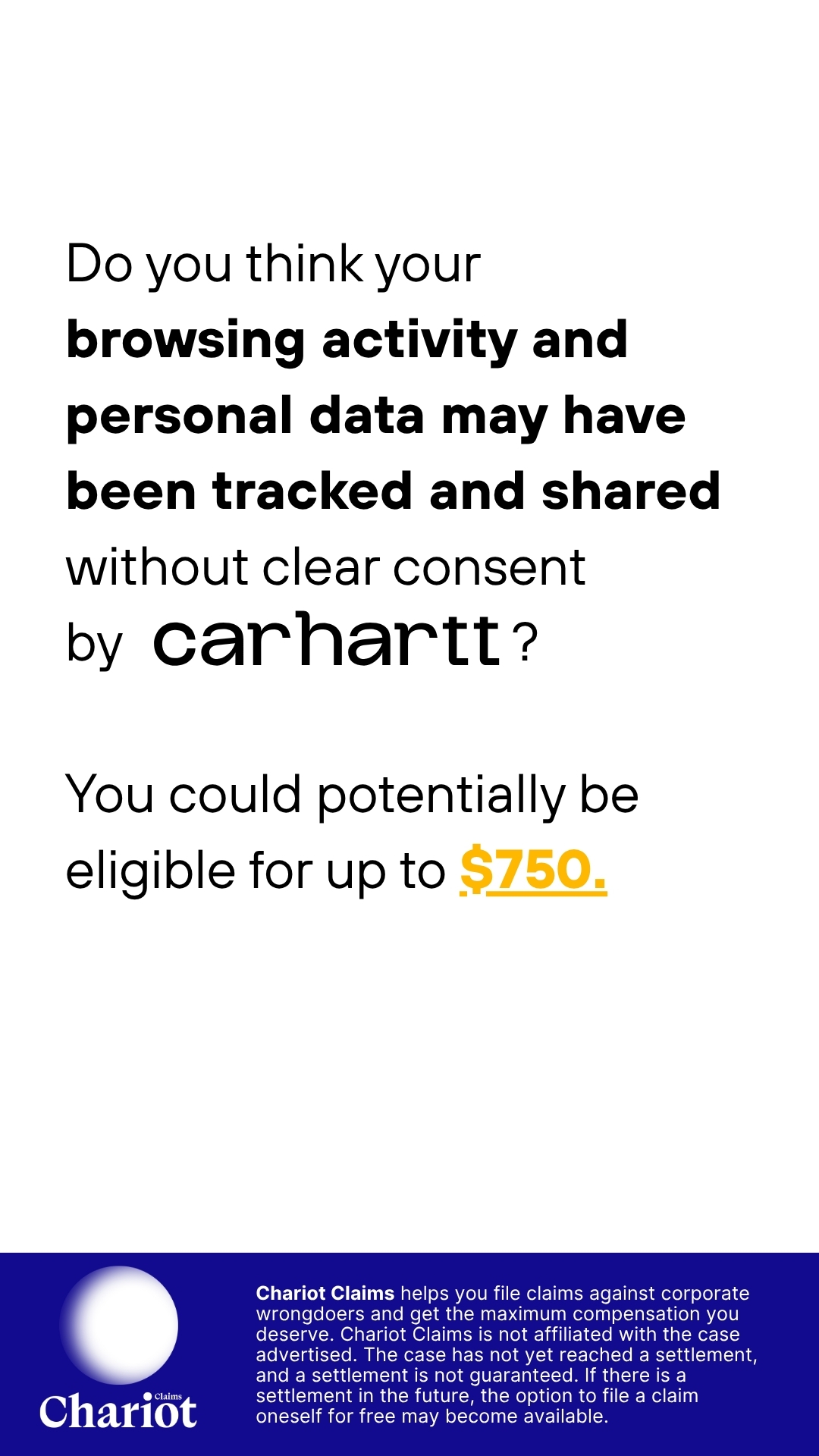 Chariot Claims - formerly ClaimClam Facebook ad