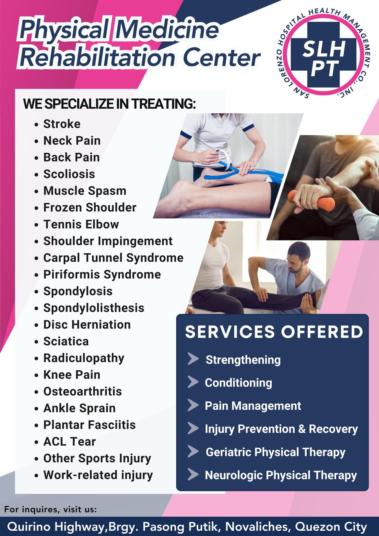 SLH Physical Therapy Facebook ad: Pain Relief at San Lorenzo
