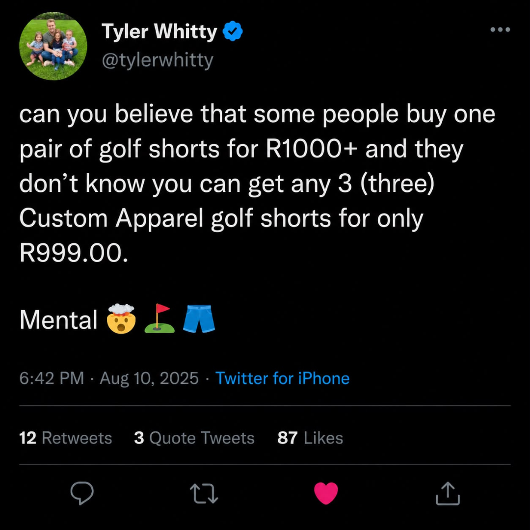 Custom Apparel Facebook ad: 3 FOR R999
