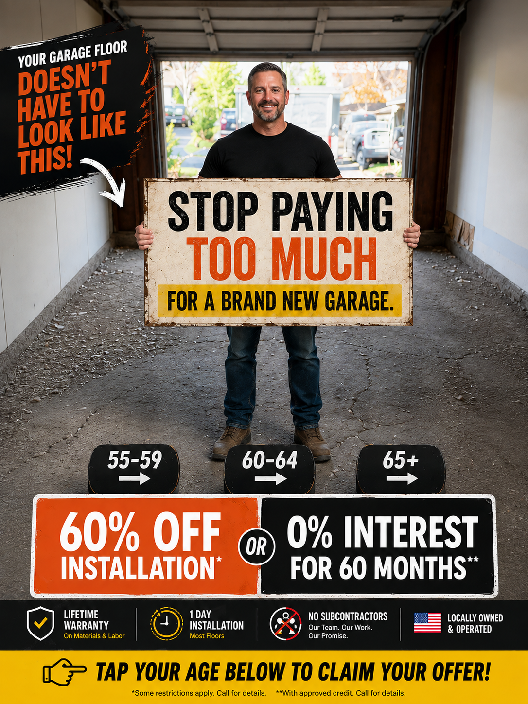 NINJA Concrete Coatings Facebook ad: Get 60% Off Installation