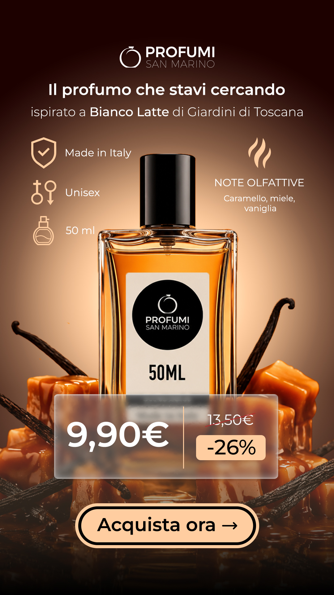 Profumi San Marino Facebook ad: Equivalente Bianco Latte