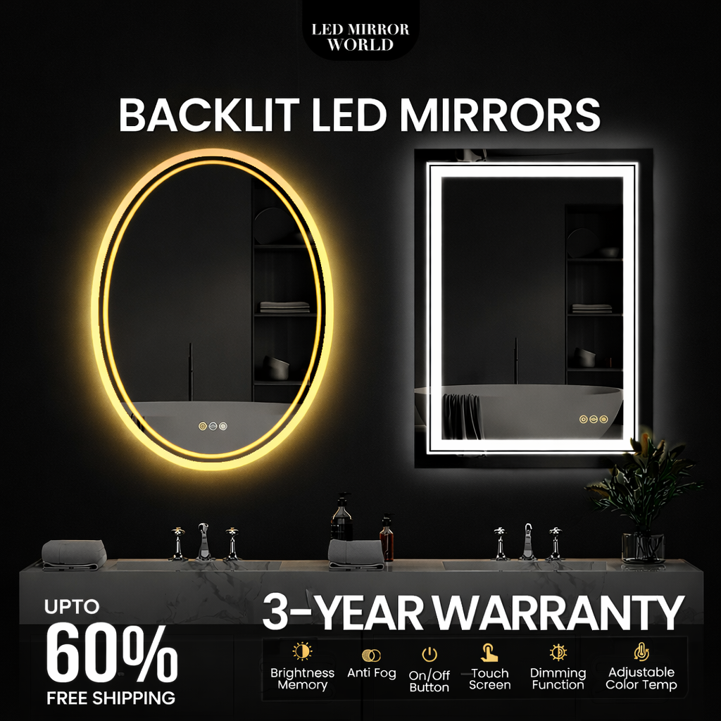 LED Mirror World AU Facebook ad: Latest Smart Touch-Control & Anti-Fog LED Mirrors