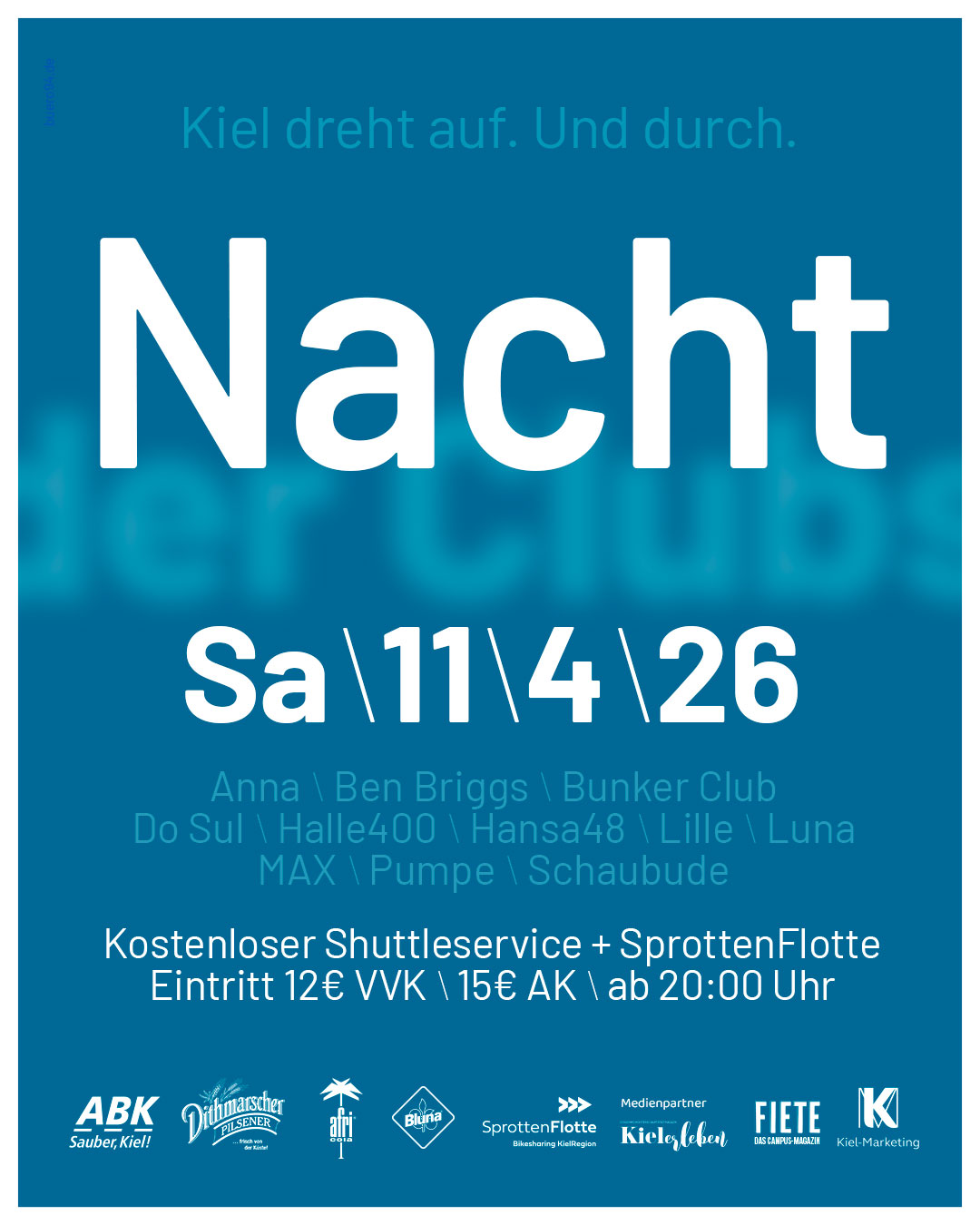 Kultur-Rausch Facebook ad: DIE NACHT DER CLUBS in Kiel am Sa…