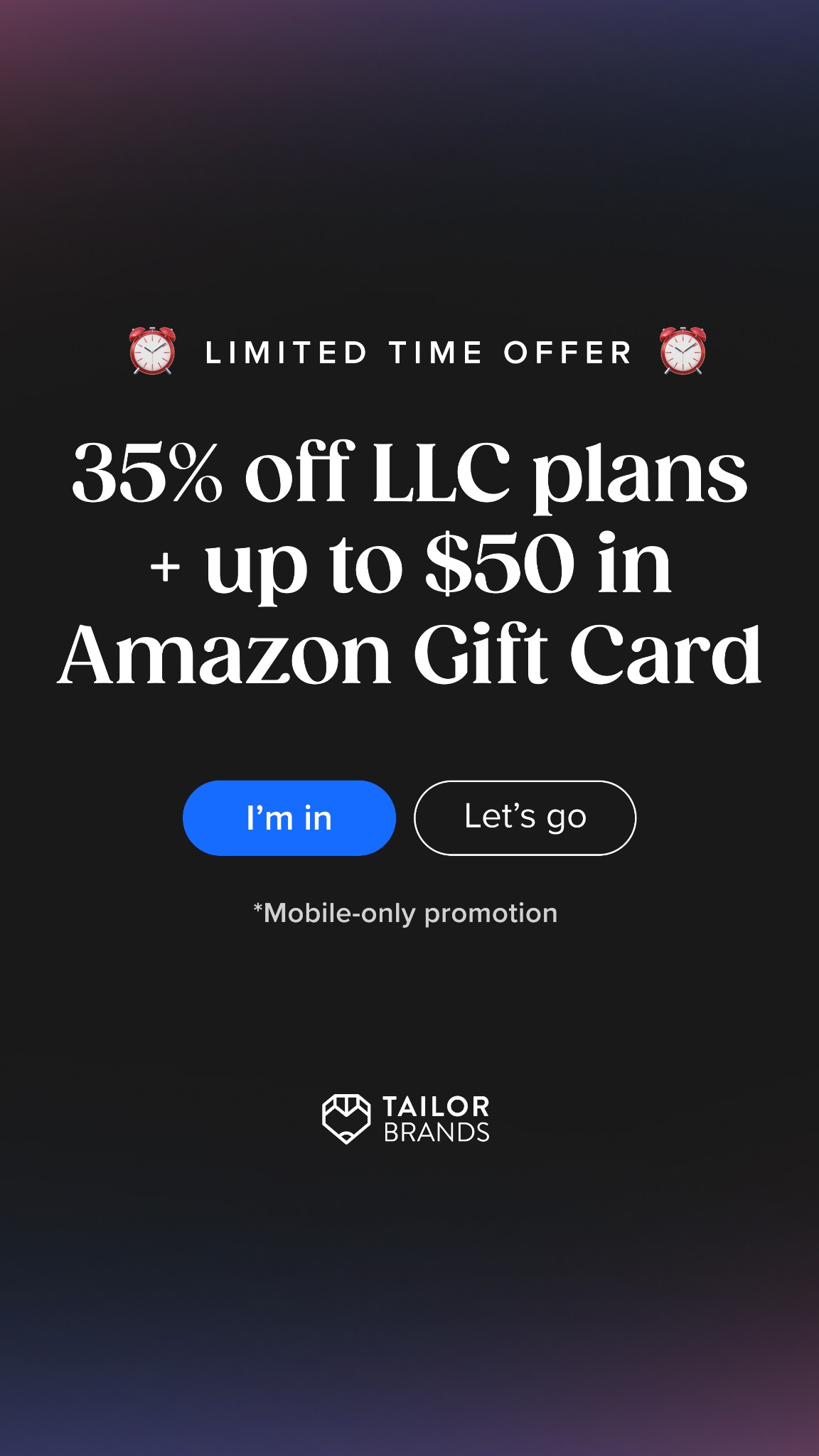 Tailor Brands Facebook ad