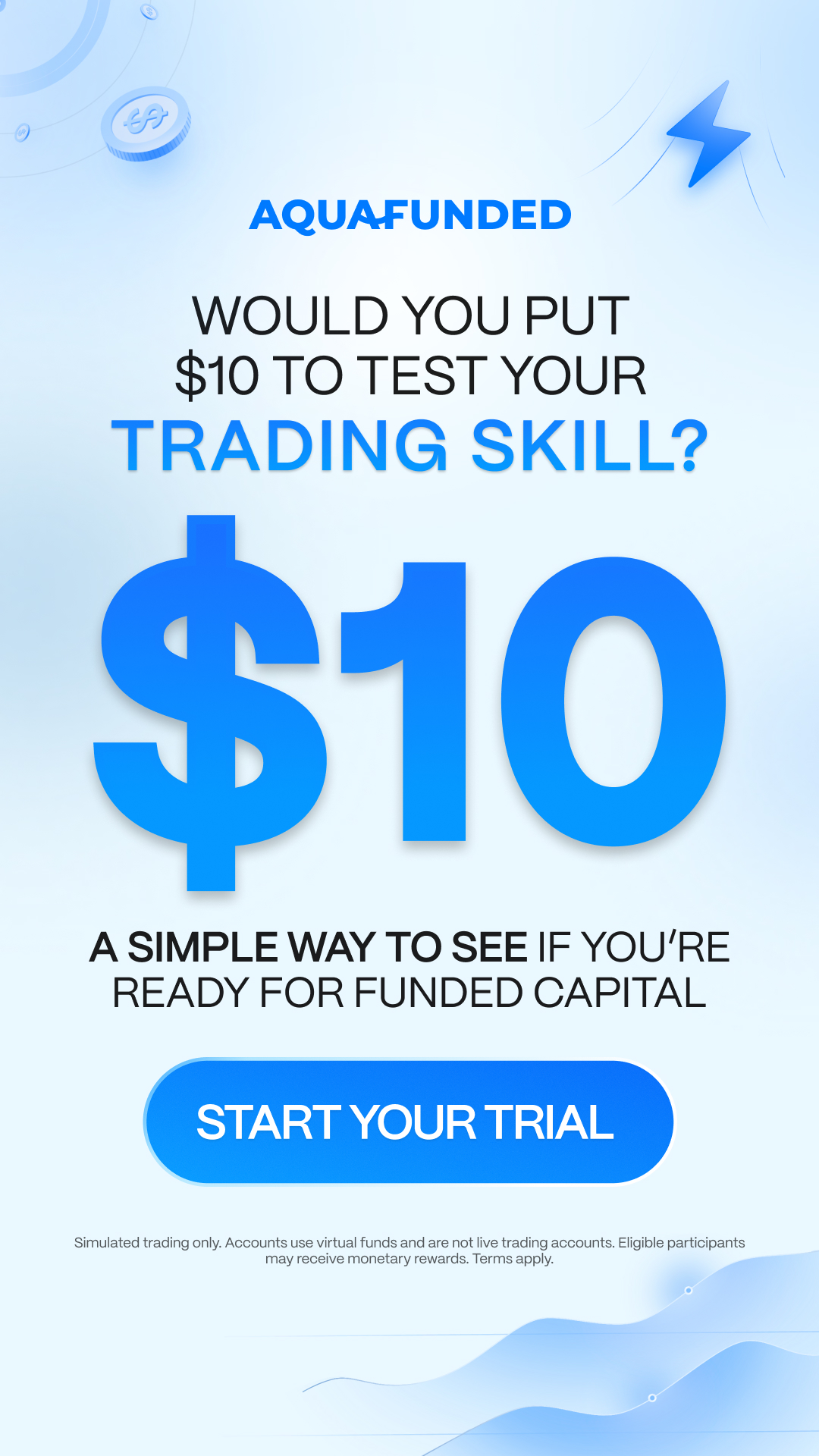 The Aqua Funded Facebook ad: Start With A $5K Demo Account For $10