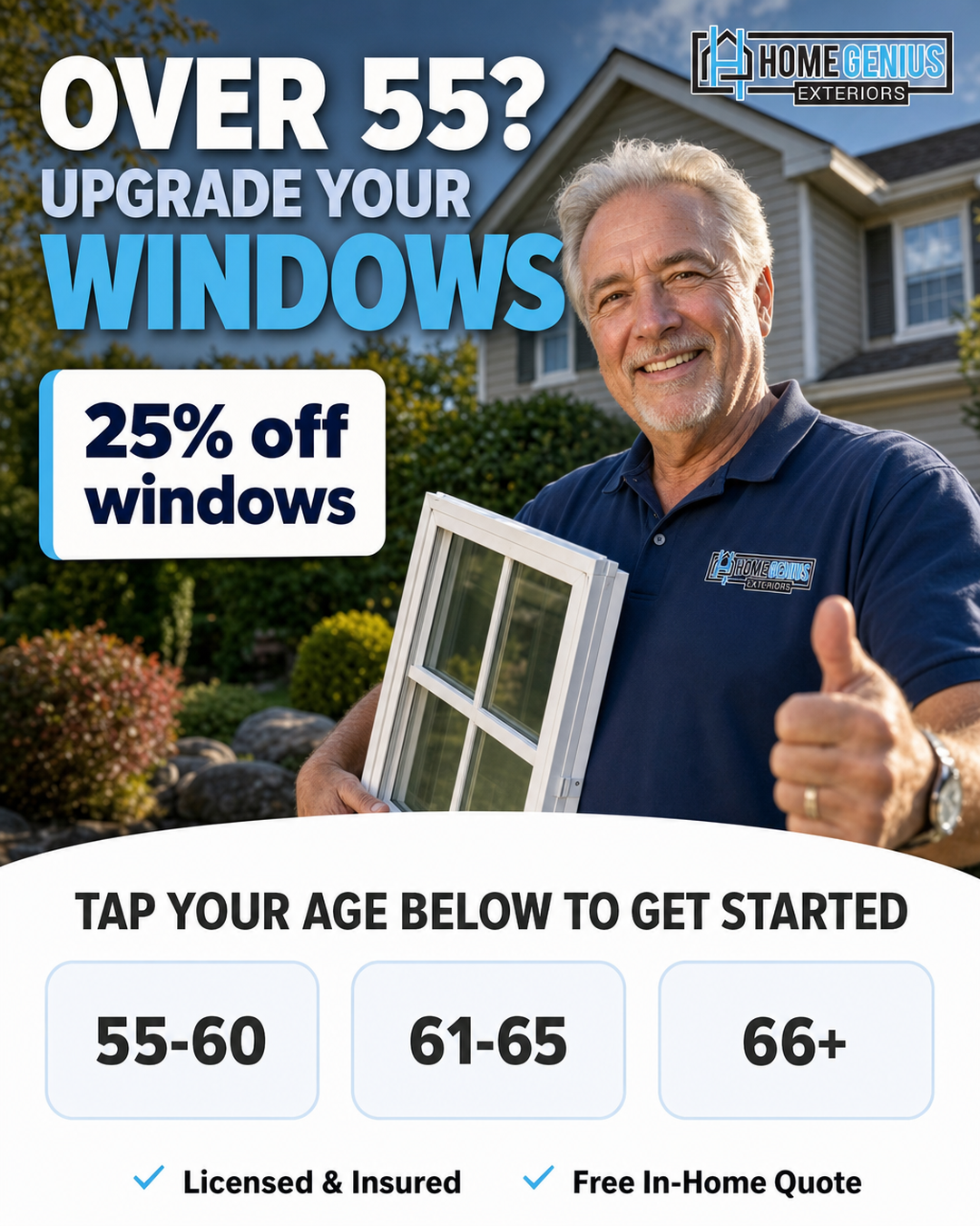 Home Genius Exteriors Facebook ad