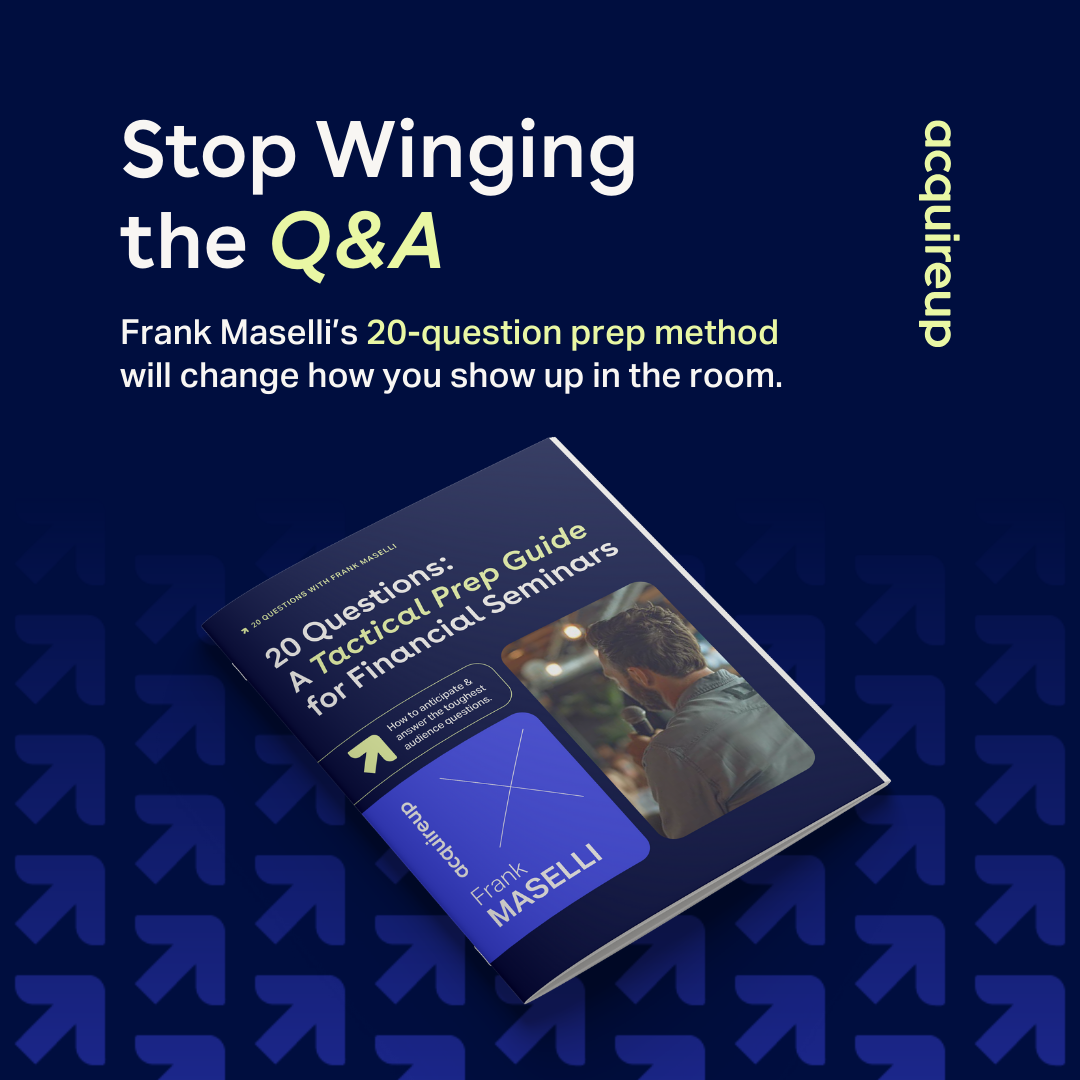AcquireUp Facebook ad: Stop Dreading the Q&A