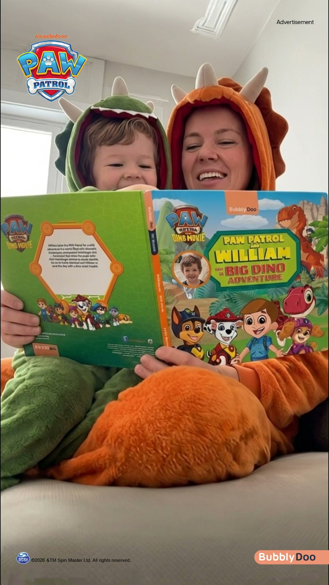 BubblyDoo Books Facebook ad: A PAW Patrol Dino Adventure They'll Never Forget!