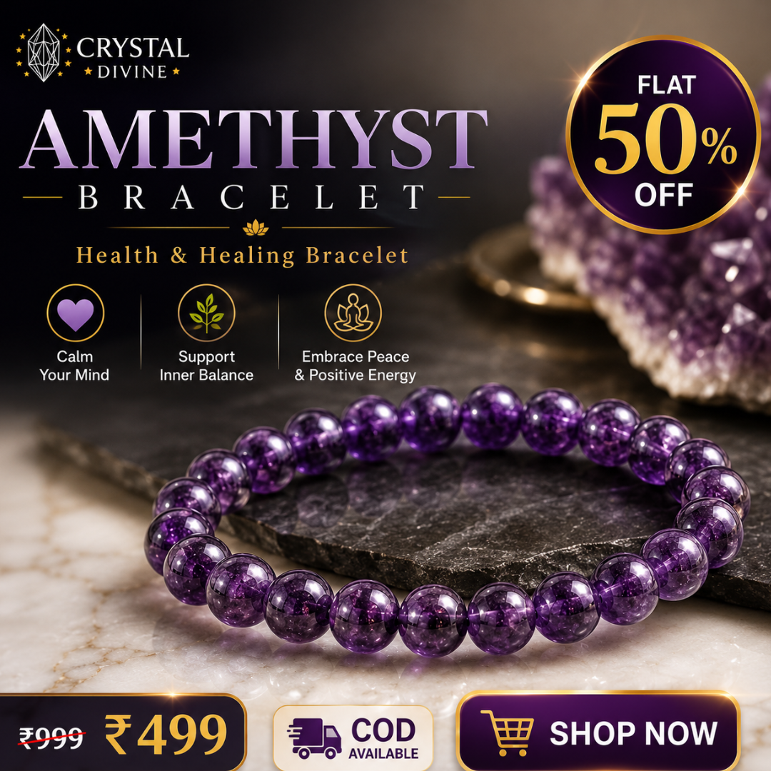 CrystalDivine Facebook ad: 50% OFF | Amethyst Crystal Bracelet for Calmness &…