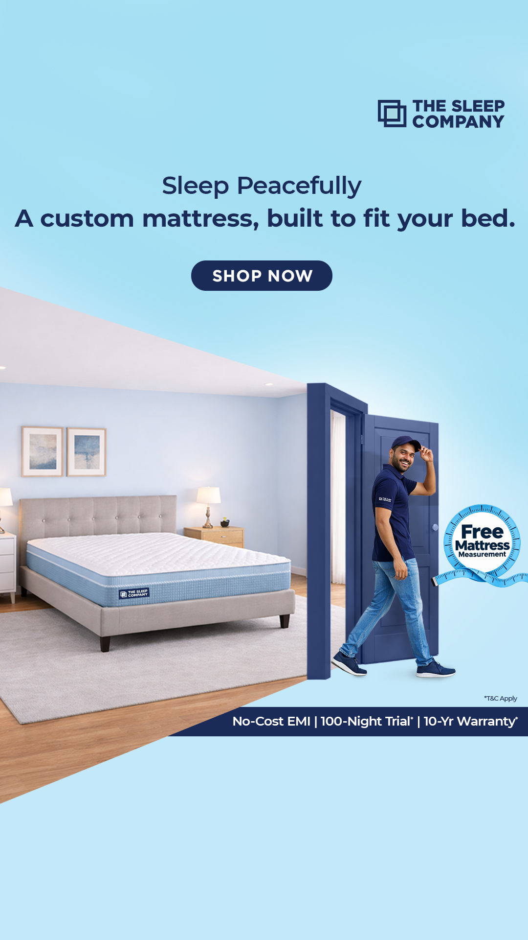 The Sleep Company Facebook ad: FREE Measurement + 100-Night Trial