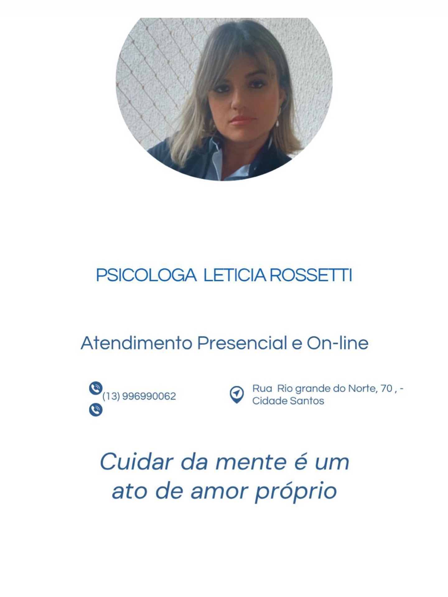 Psicologa Letícia Rossetti Pereira Facebook ad: Terapia on-line Brasil e exterior.