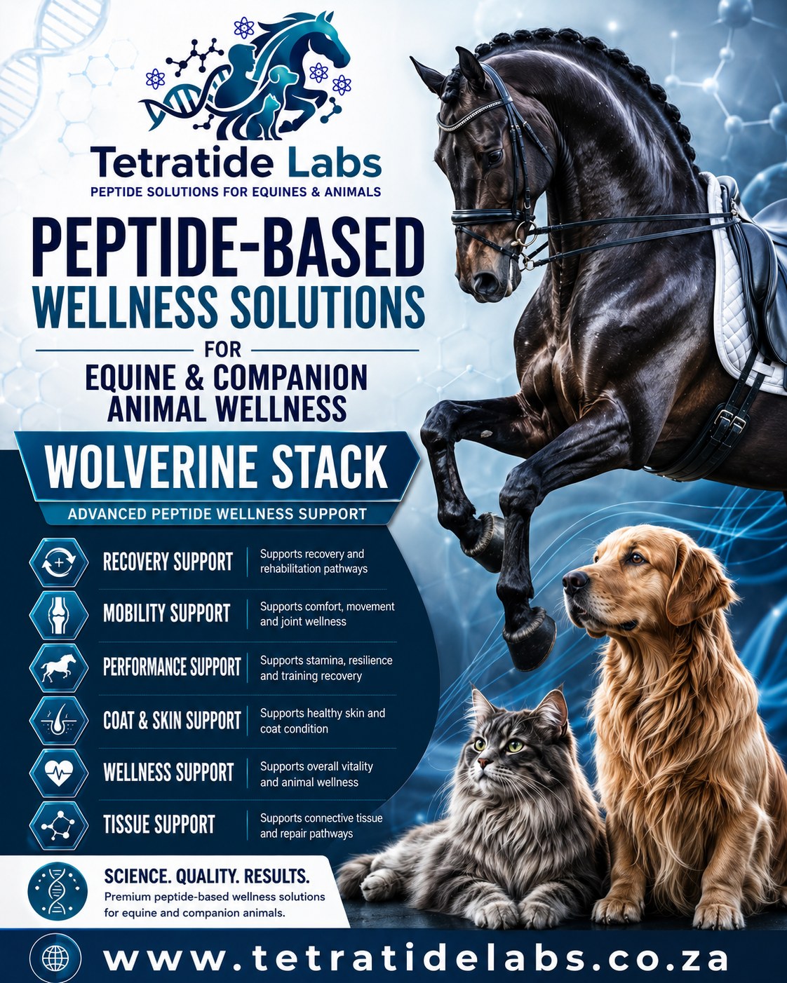 Tetratide Labs Facebook ad: Research peptides, vials and lab accessories for equine…