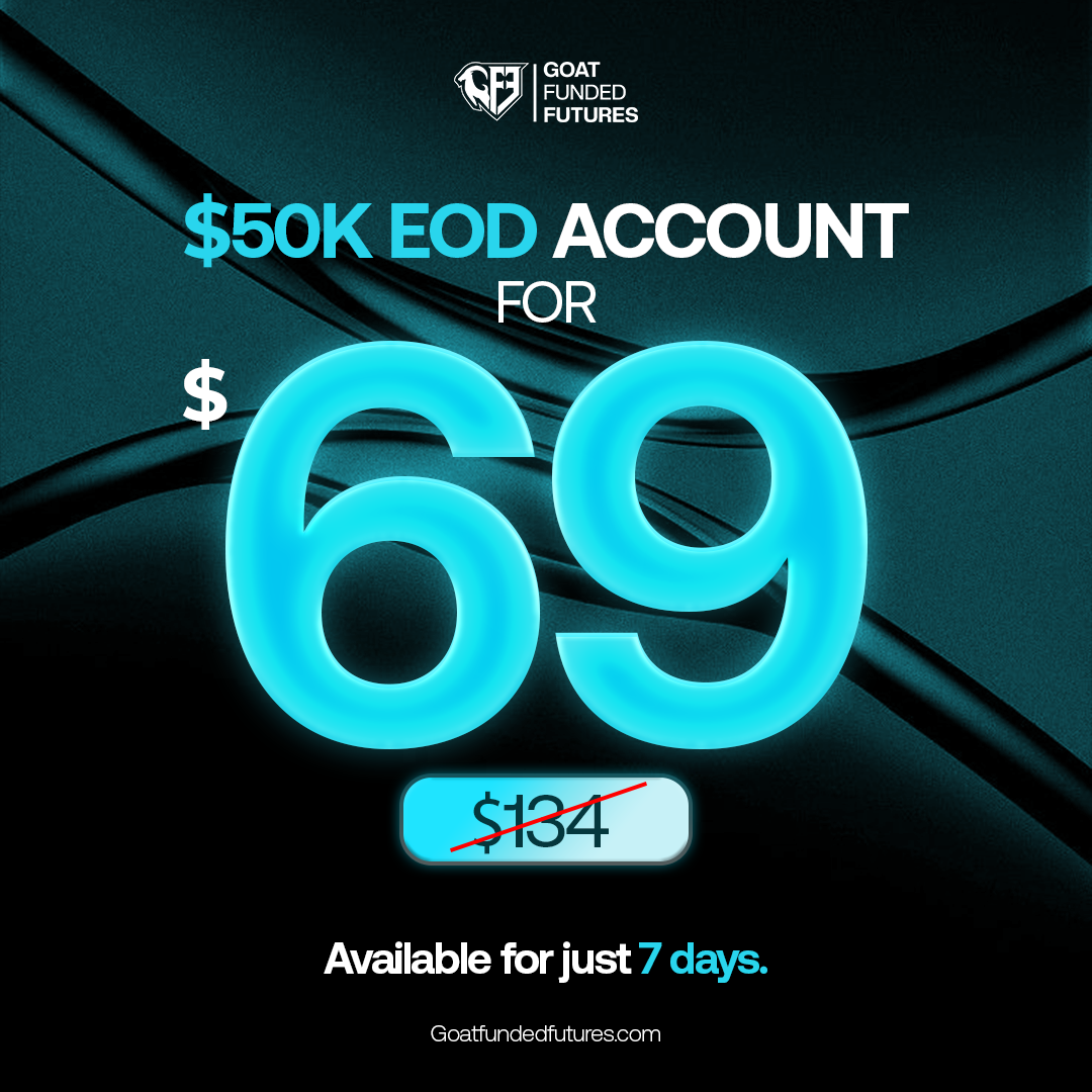 Goat Funded Futures Global Facebook ad: Use SUMMER50 Now