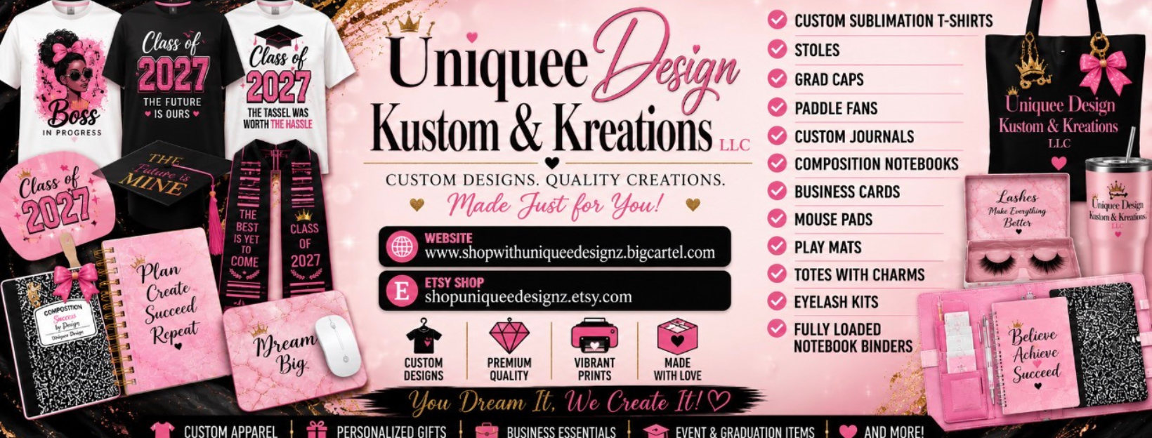 Uniquee Designz & Kustom Kreationz LLC Facebook ad: Custom Tees| Sublimation| Bulk Orders