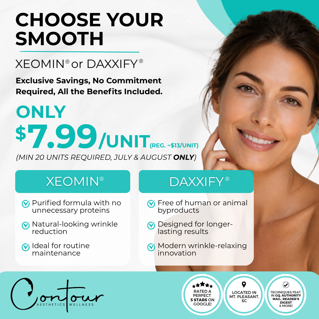 Contour Aesthetics & Wellness Facebook ad: Choose your smooth: Xeomin or Daxxify!