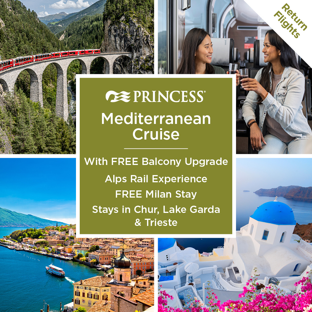 CruiseKings Facebook ad: Bernina Train, Stays in Milan & Lake Garda & Cruise