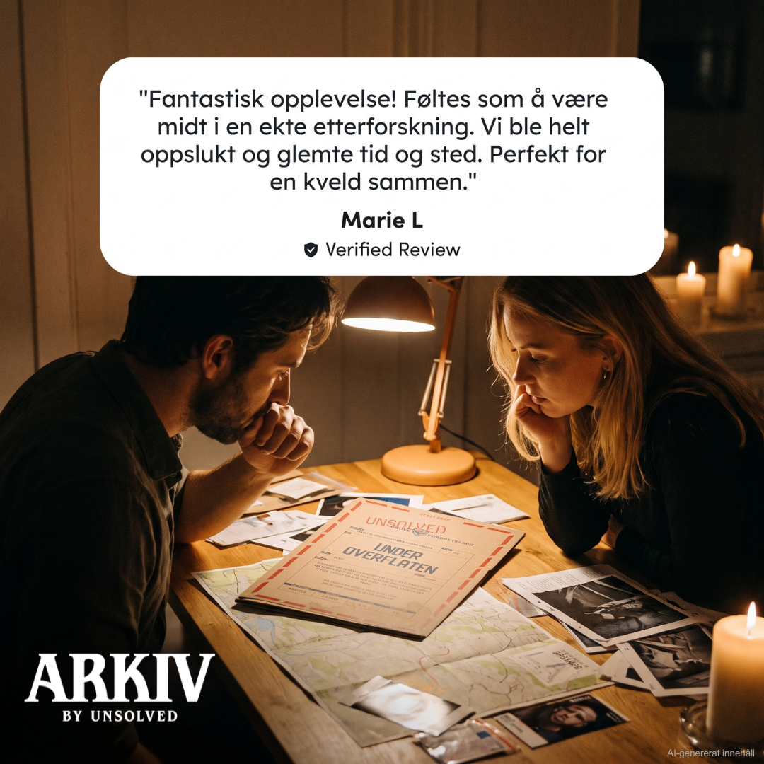 ARKIV by Unsolved - Mordgåter å løse hjemme Facebook ad: Den perfekte datenight? Løs et mordmysterium sammen!