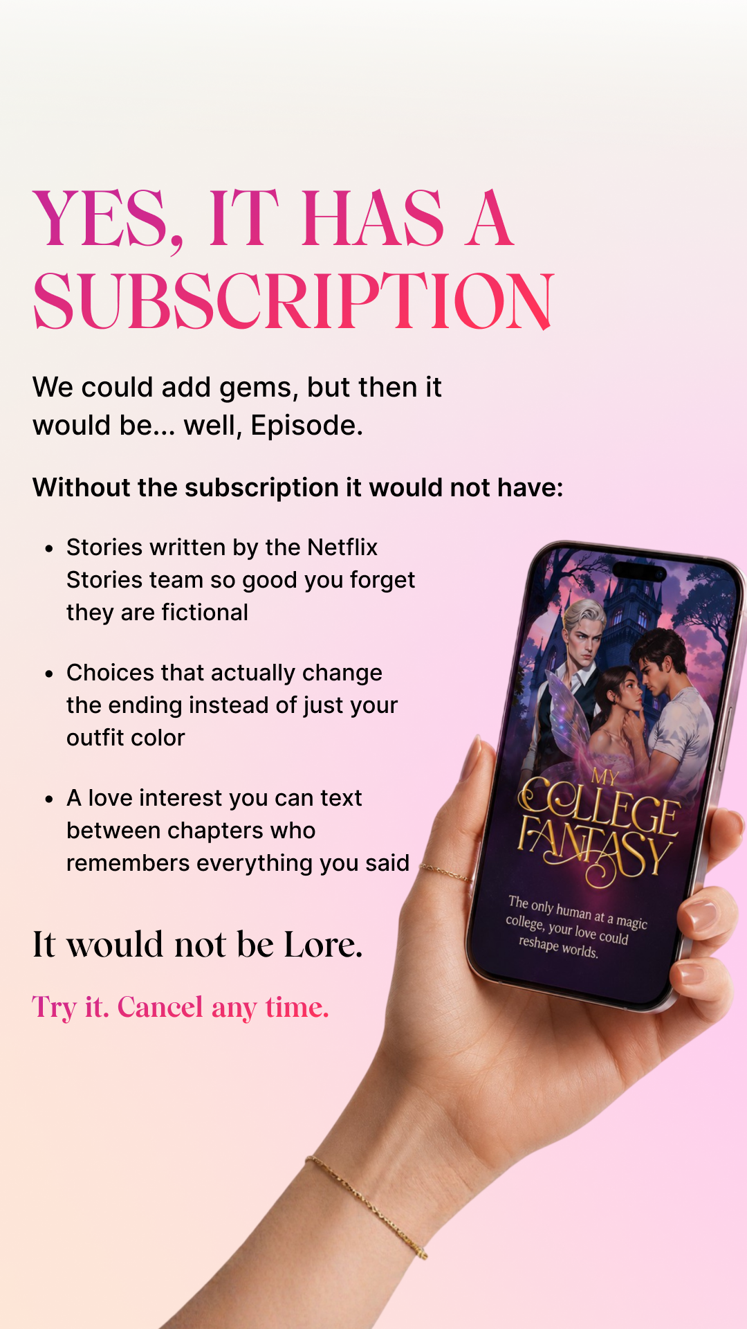 Lore: Interactive Stories Facebook ad