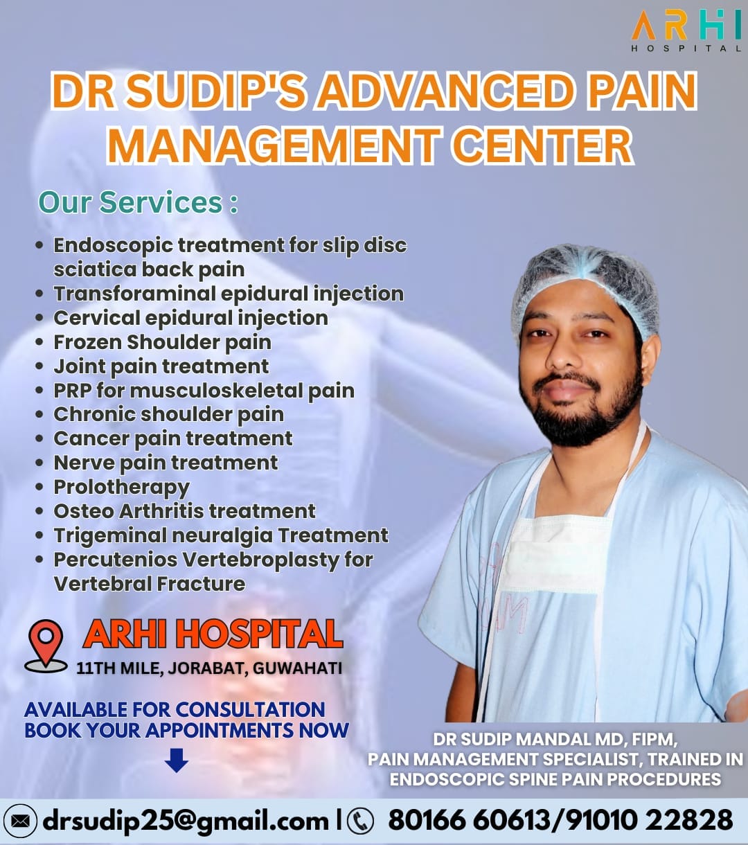 Dr. Sudip Advanced Pain Management Center Facebook ad: Most Advanced Treatment in North-East INDIA
