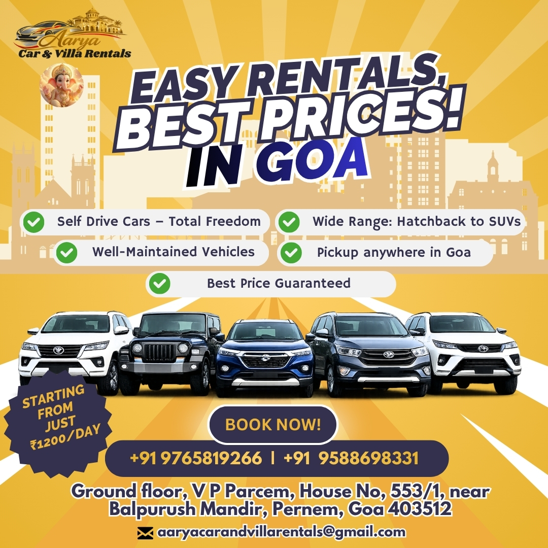 Aarya Car & Villa Rental Facebook ad: Book your ride now!