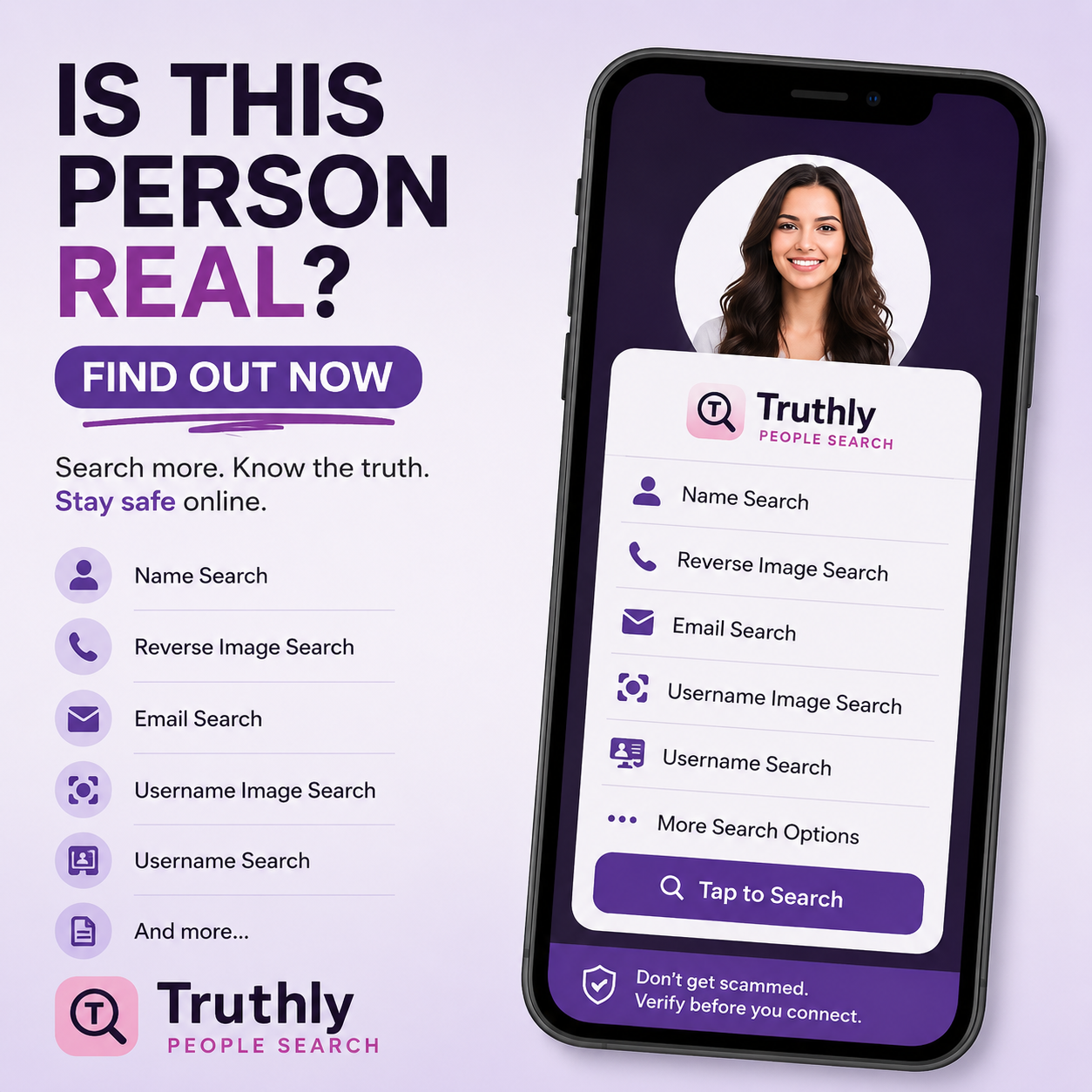 Truthly Facebook ad: Search And Verify Identities