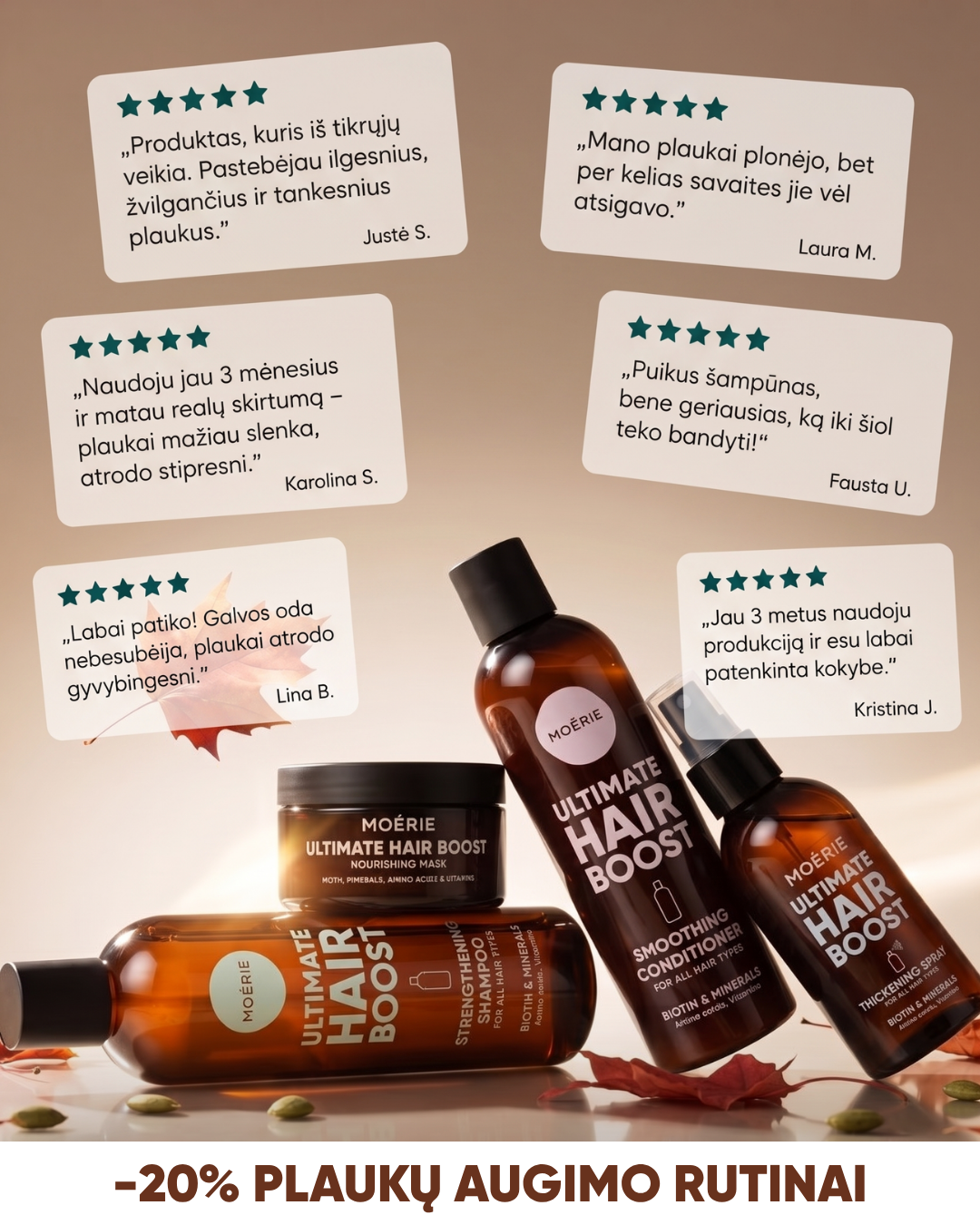 Moérie Beauty Facebook ad: -20% Visiems Produktams