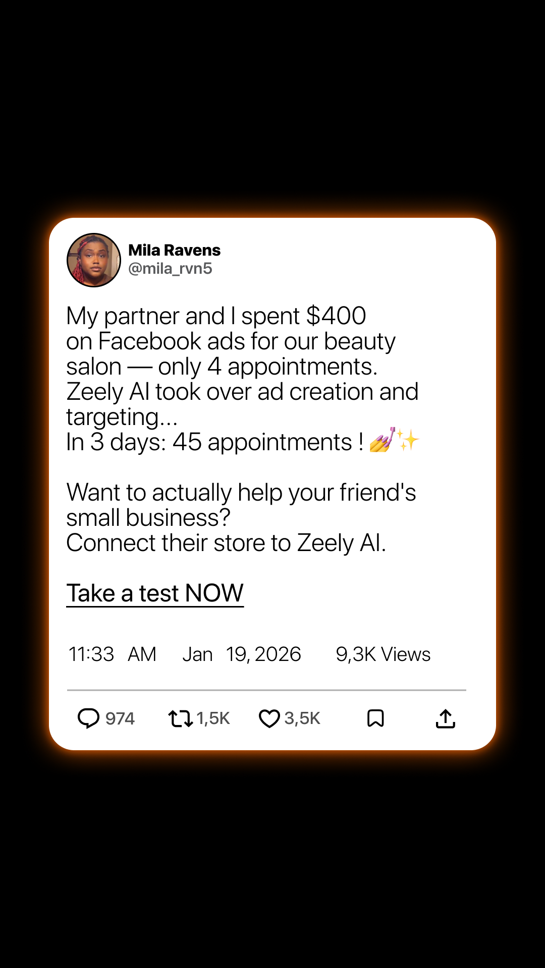 Zeely Facebook ad