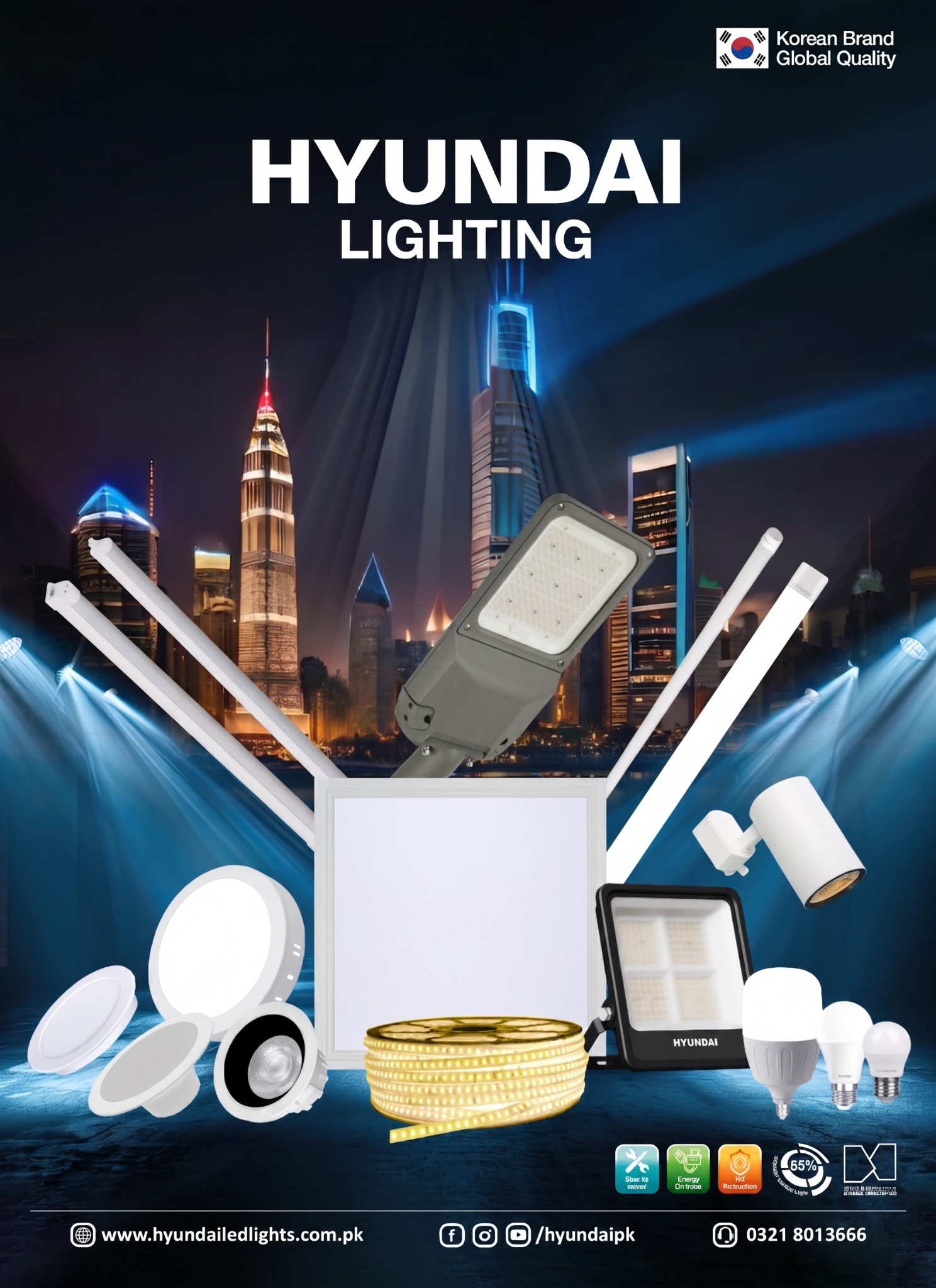 Hyundai Pakistan Facebook ad: Premium Korean LED Lighting | Save Up to 88% Energy