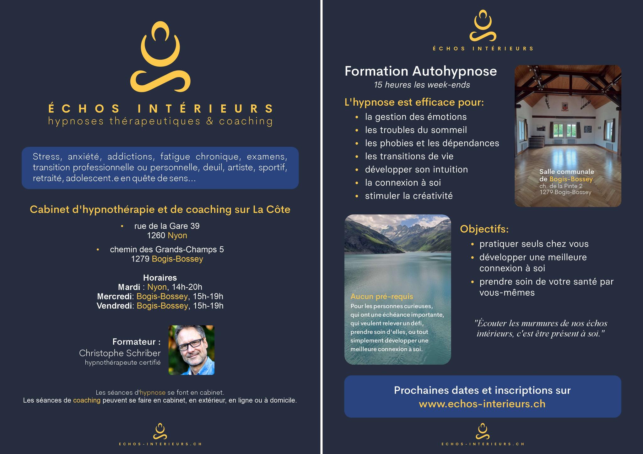 Christophe Schriber Facebook ad: Échos Intérieurs
