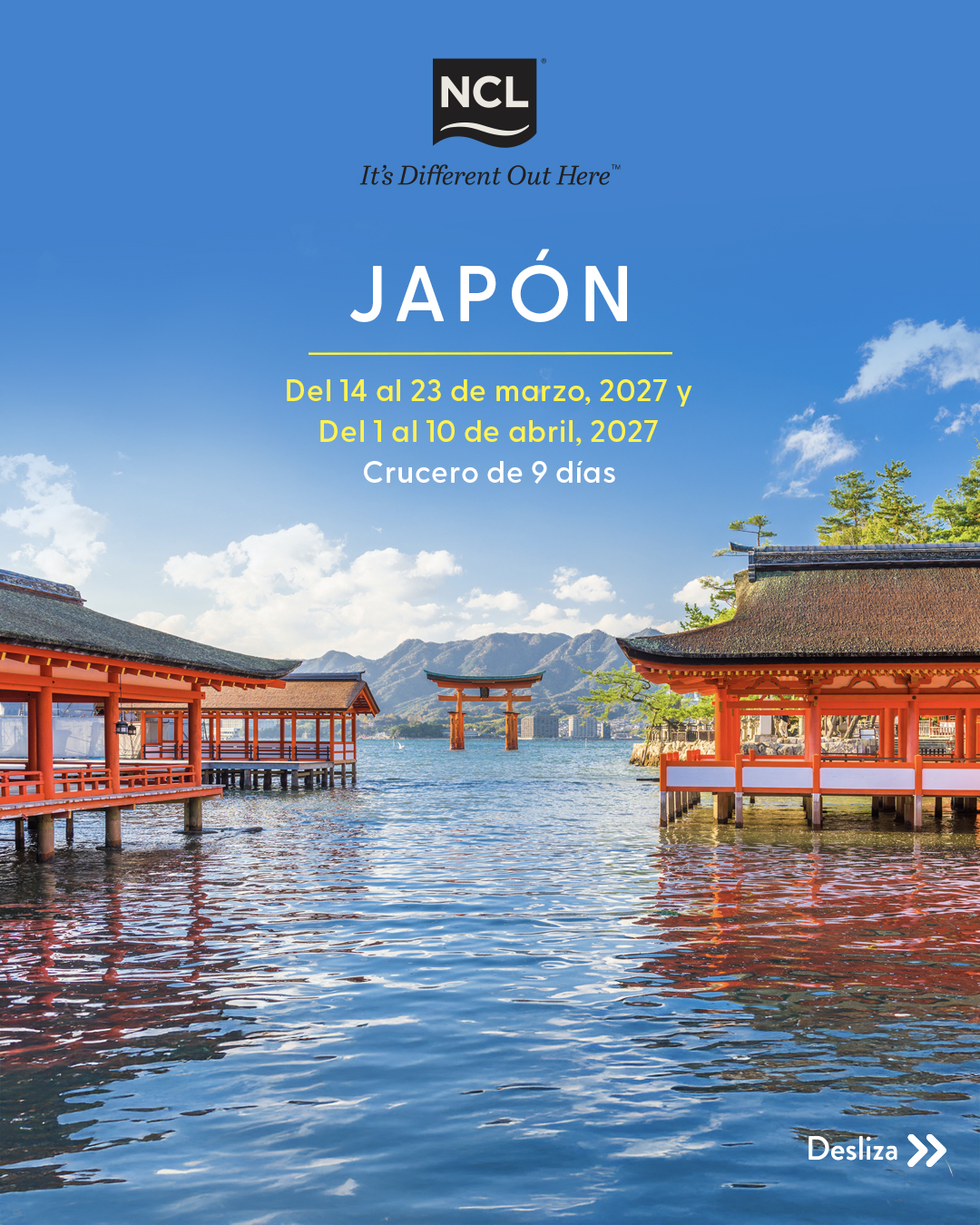 Columbia Tours Facebook ad: JAPON esta de moda, ve a conocerlo