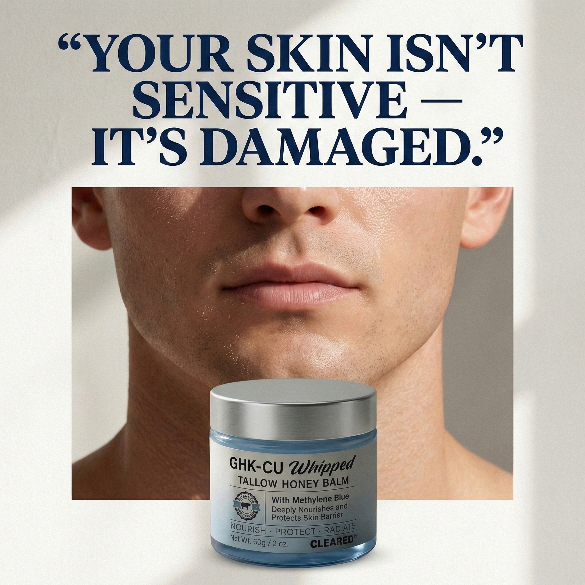 TryCleared Facebook ad: Upgrade Your Skin, 53% Off