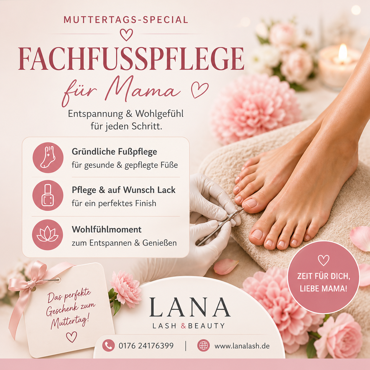 Lana Lash & Beauty Facebook ad: Muttertags-Special: 45€ sparen
