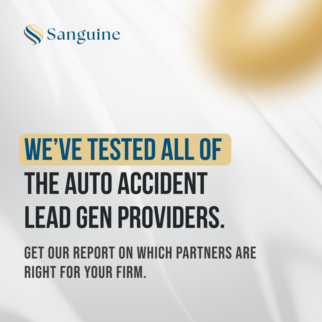 Sanguine Strategic Advisor Facebook ad: Get Matched With a Verified PI Leads Partner