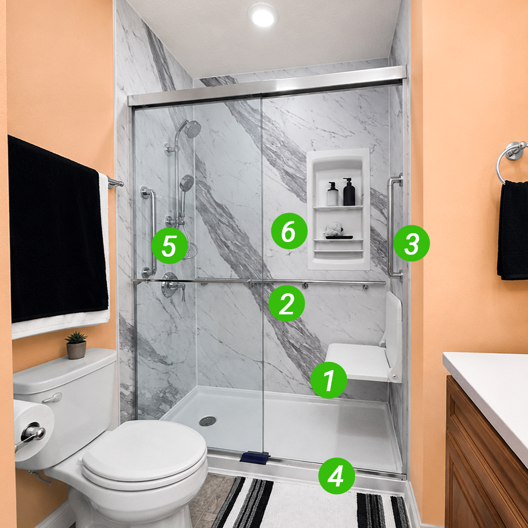 Custom Walk-In Showers Facebook ad