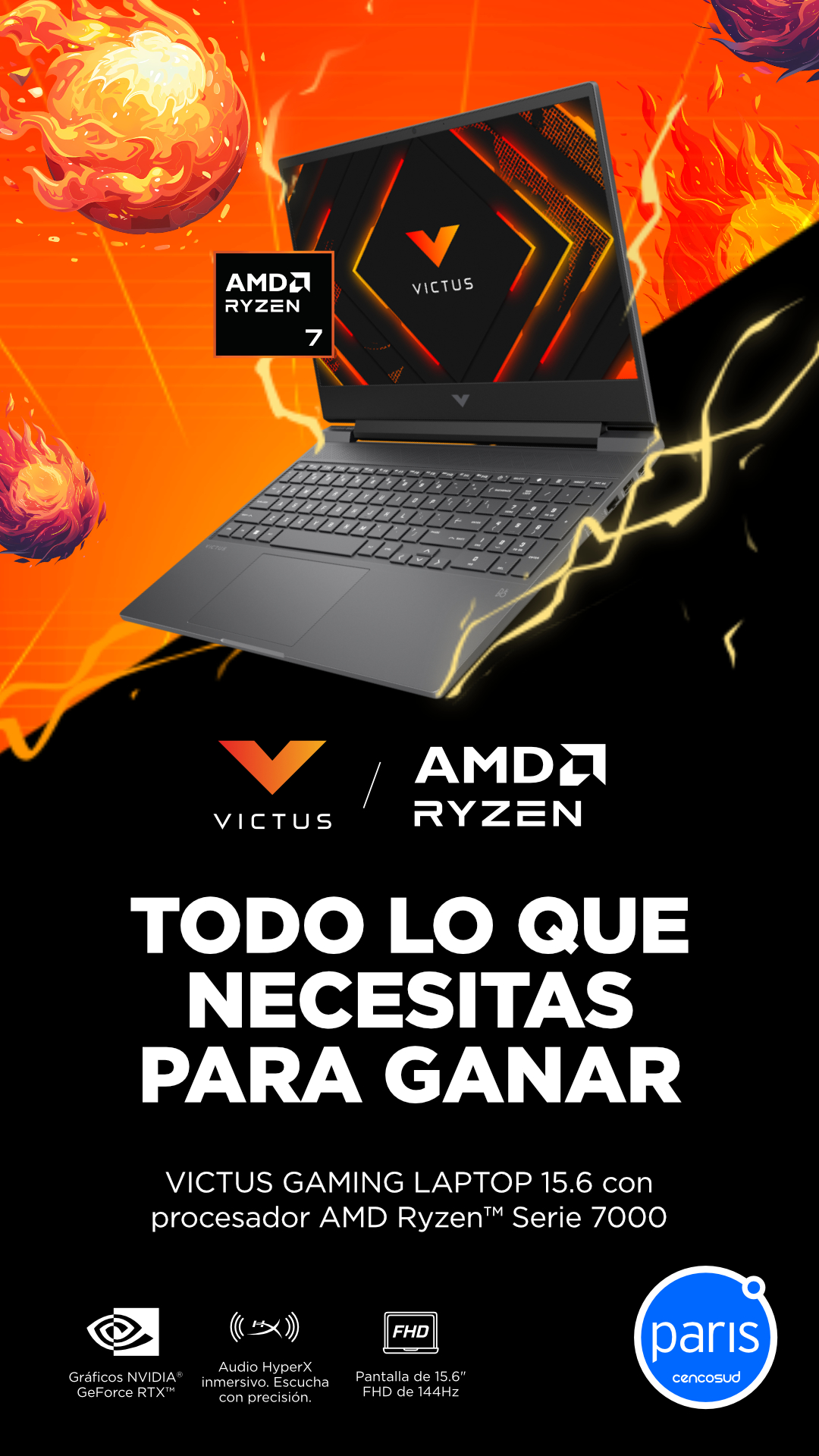 Paris Facebook ad: HP Victus con AMD