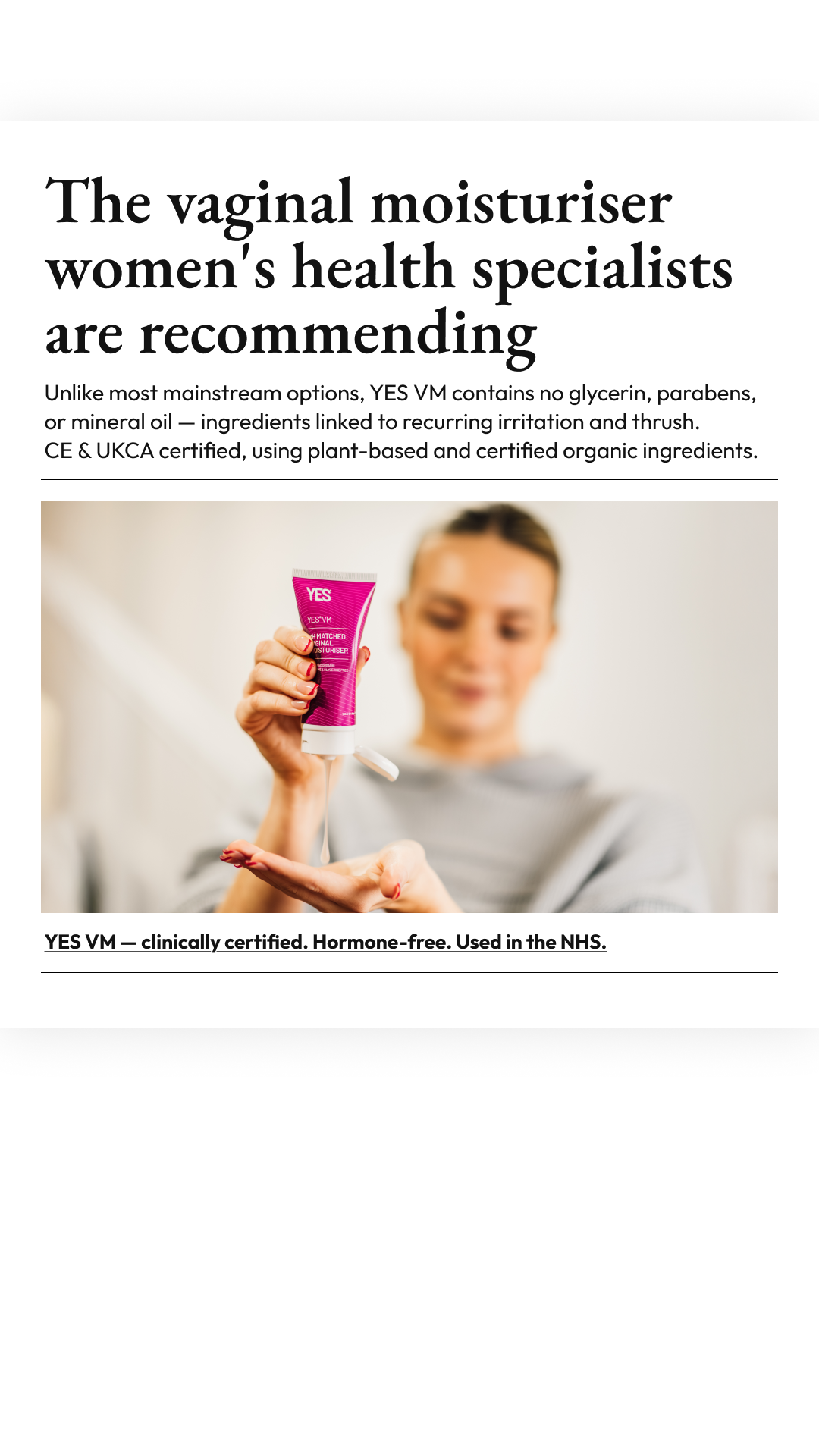 YES - The Organic Intimacy Company Facebook ad