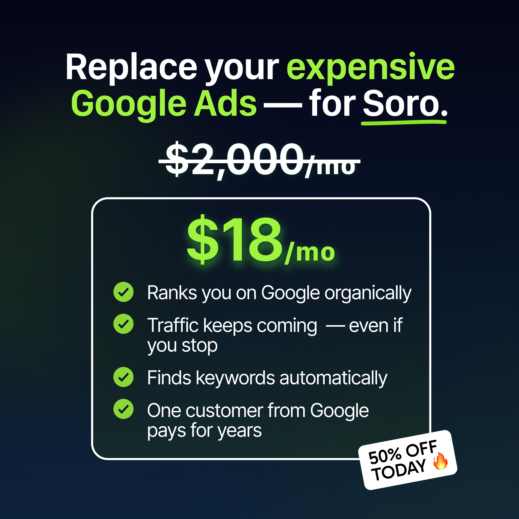 Soro SEO Facebook ad
