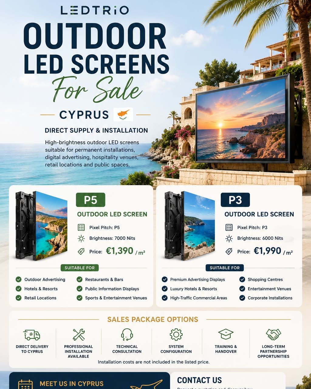 Ledtrio - A te ledfalad Facebook ad: **OUTDOOR LED SCREENS FOR SALE IN CYPRUS**