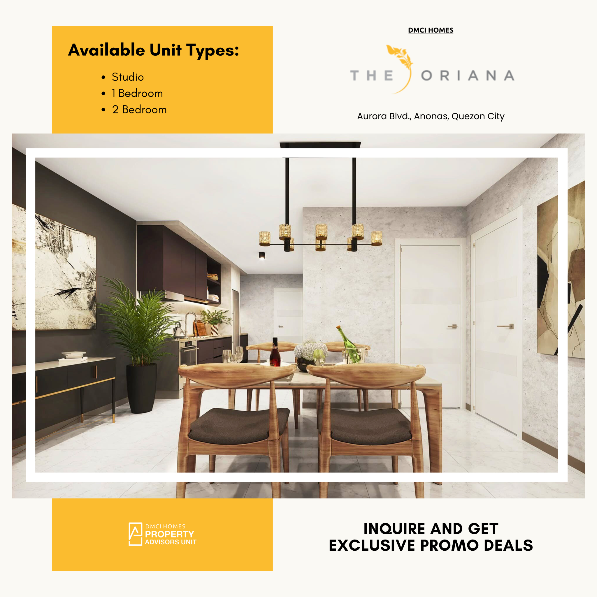 The Oriana - DMCI Homes Property Advisors Unit. Facebook ad: Pre-selling Units Moving Fast
