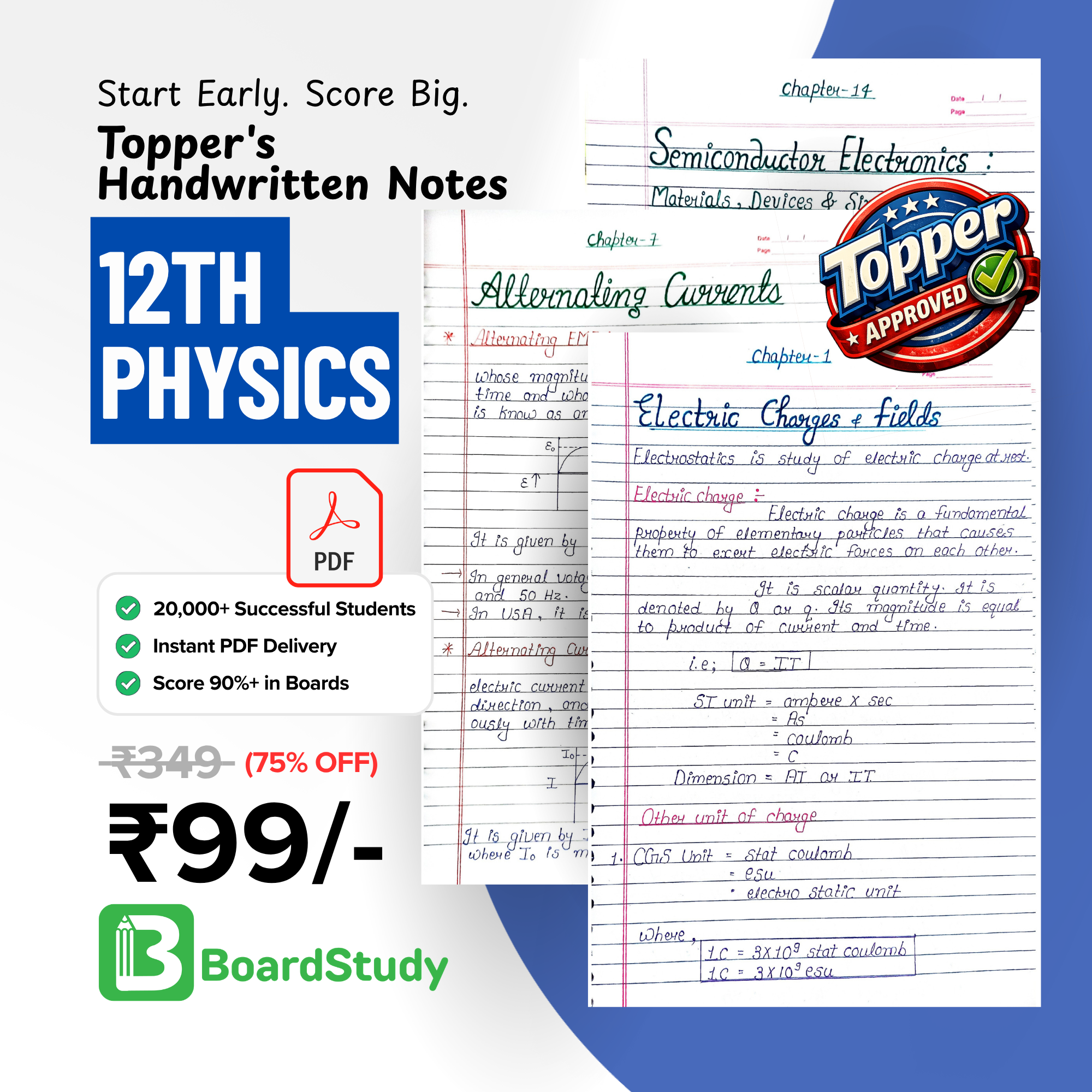 BoardStudy Facebook ad: Score 90%+ with Topper's Handwritten Notes