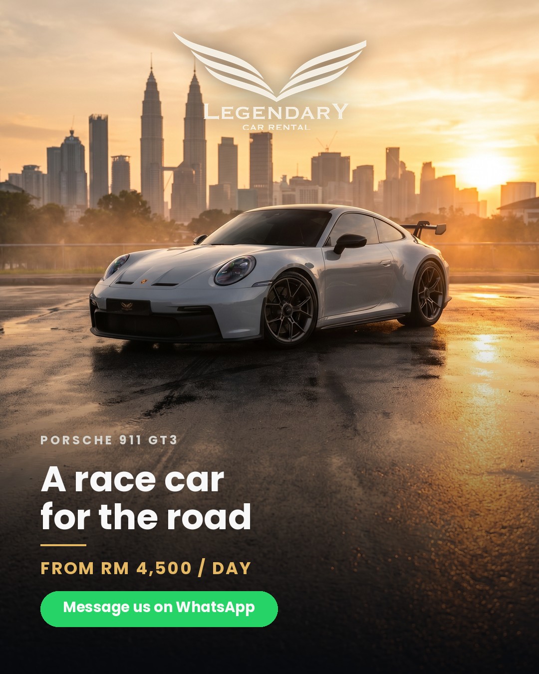 Luxury Car Rental Legendary Kereta Sewa Mewah 豪华汽车租赁 Facebook ad: A race car for the road