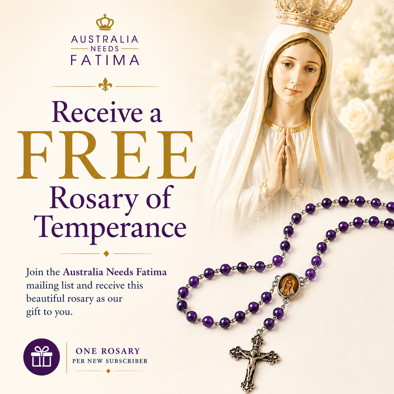 Australia Needs Fatima Facebook ad: Receive a Free Rosary