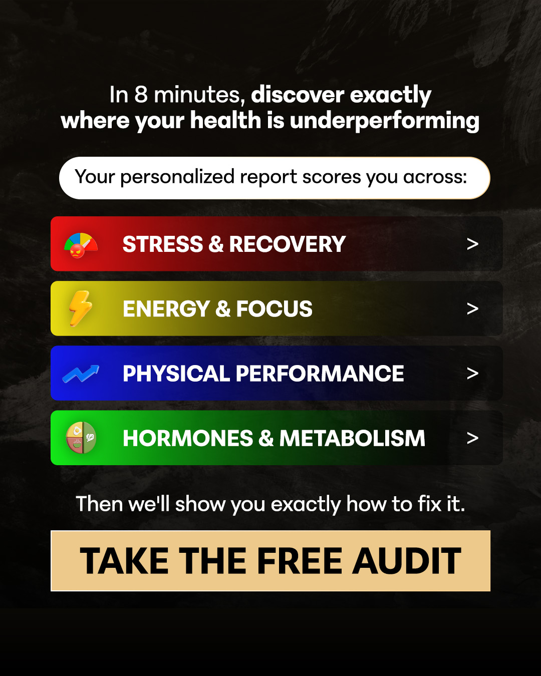 Own It Coaching Facebook ad: FREE Health Performance Audit: Where Are You…