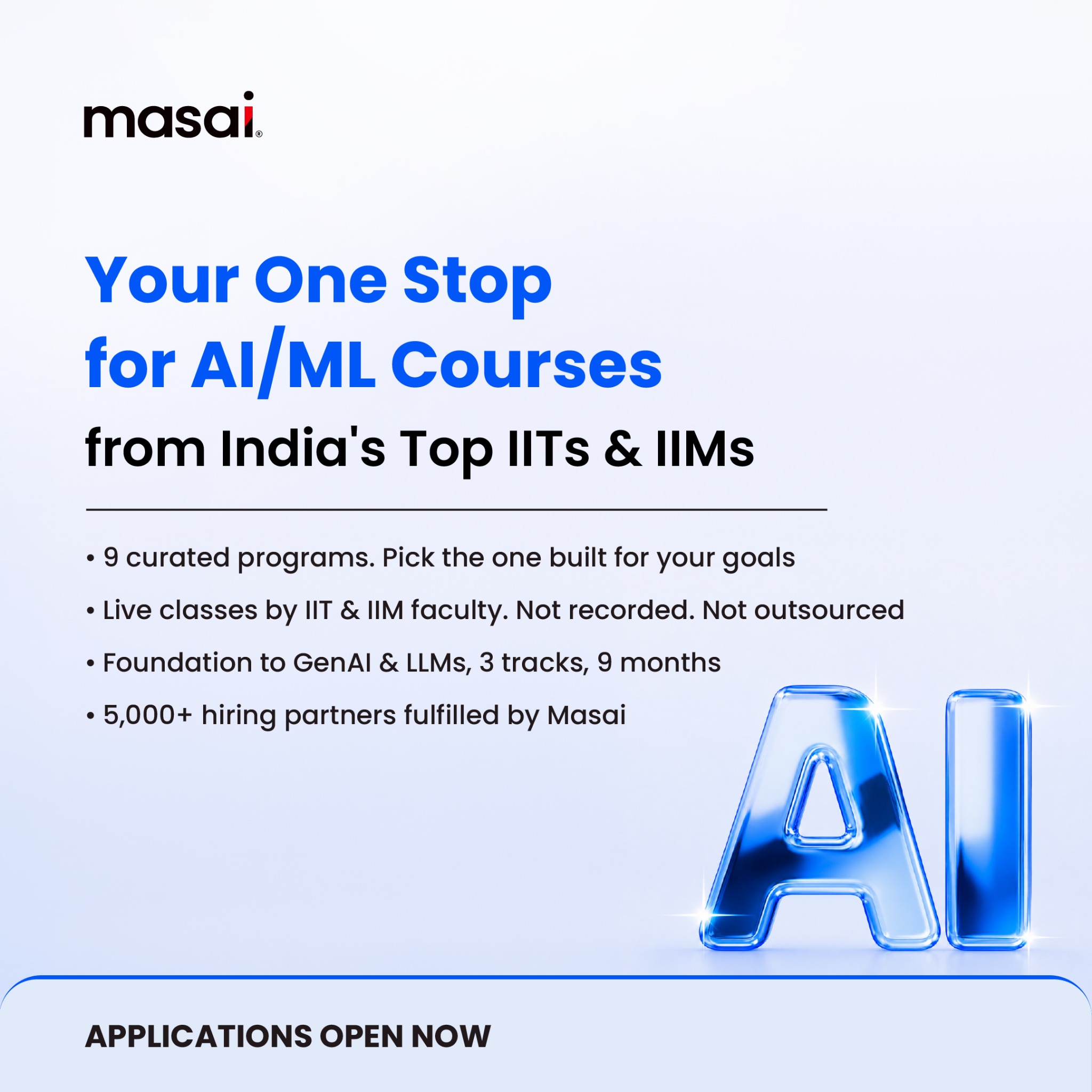 Masai School Facebook ad from May 27, 2026
