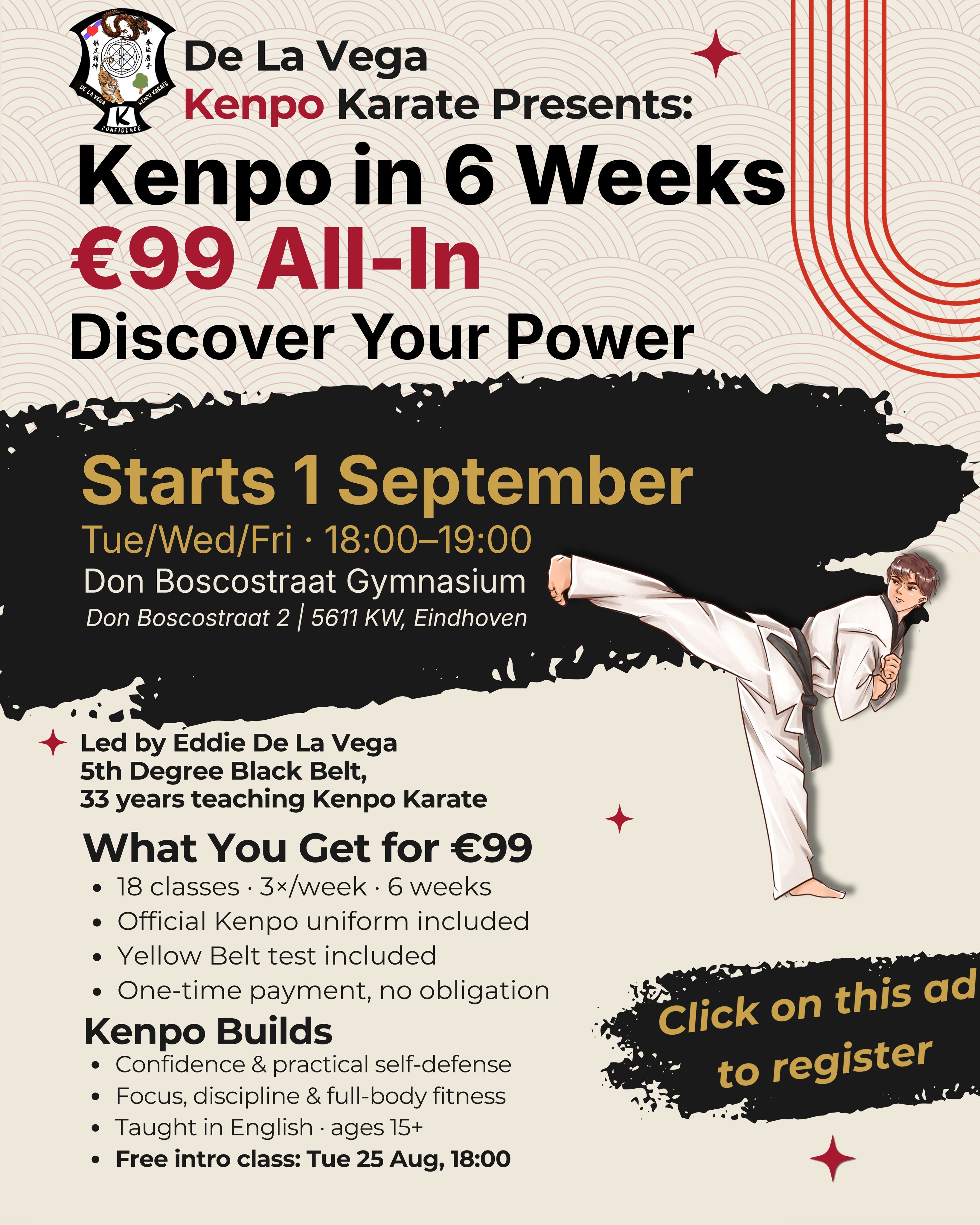 De La Vega Kenpo Karate Facebook ad