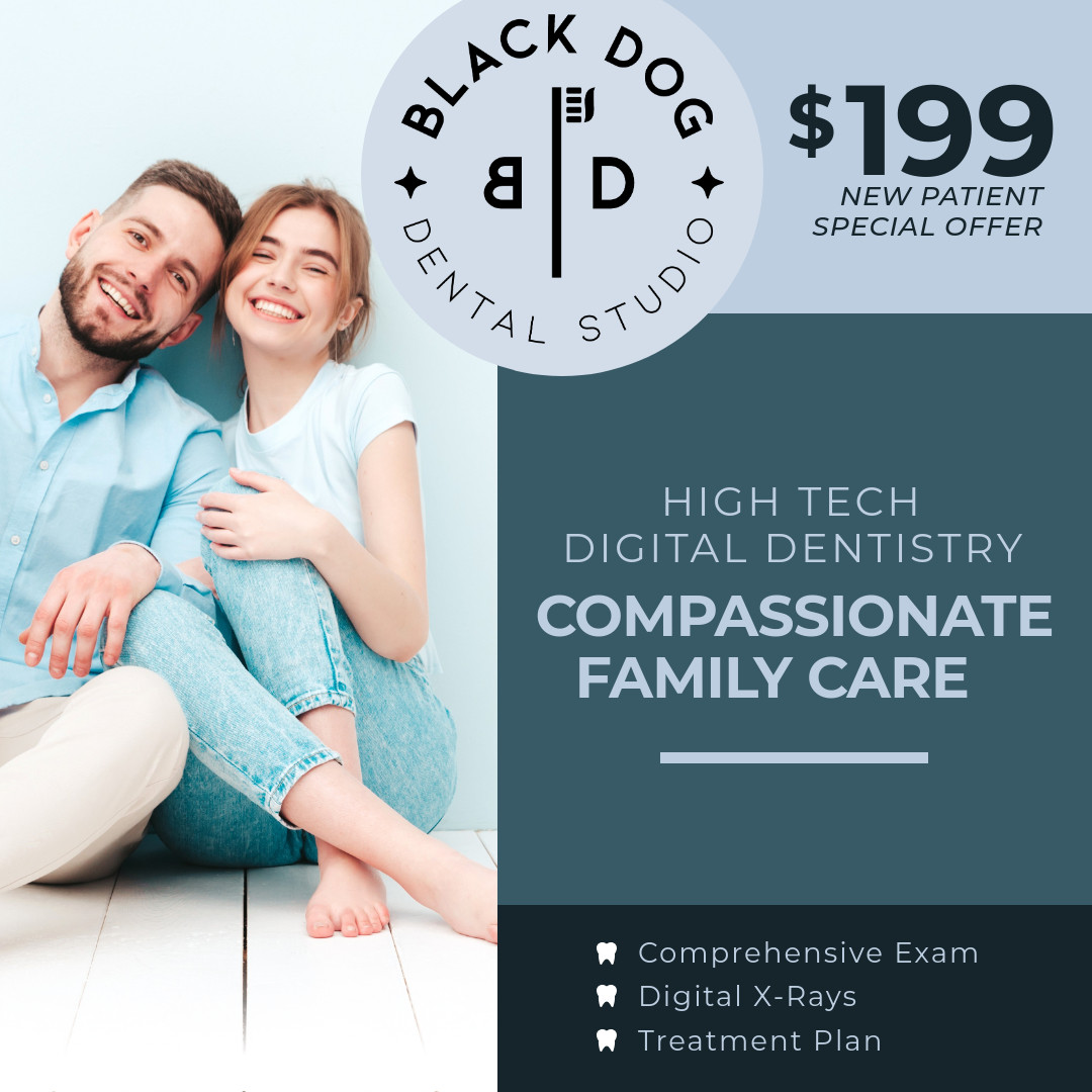 Black Dog Dental Studio Facebook ad: New Patient Bundle | Unlock Your Brightest Smile