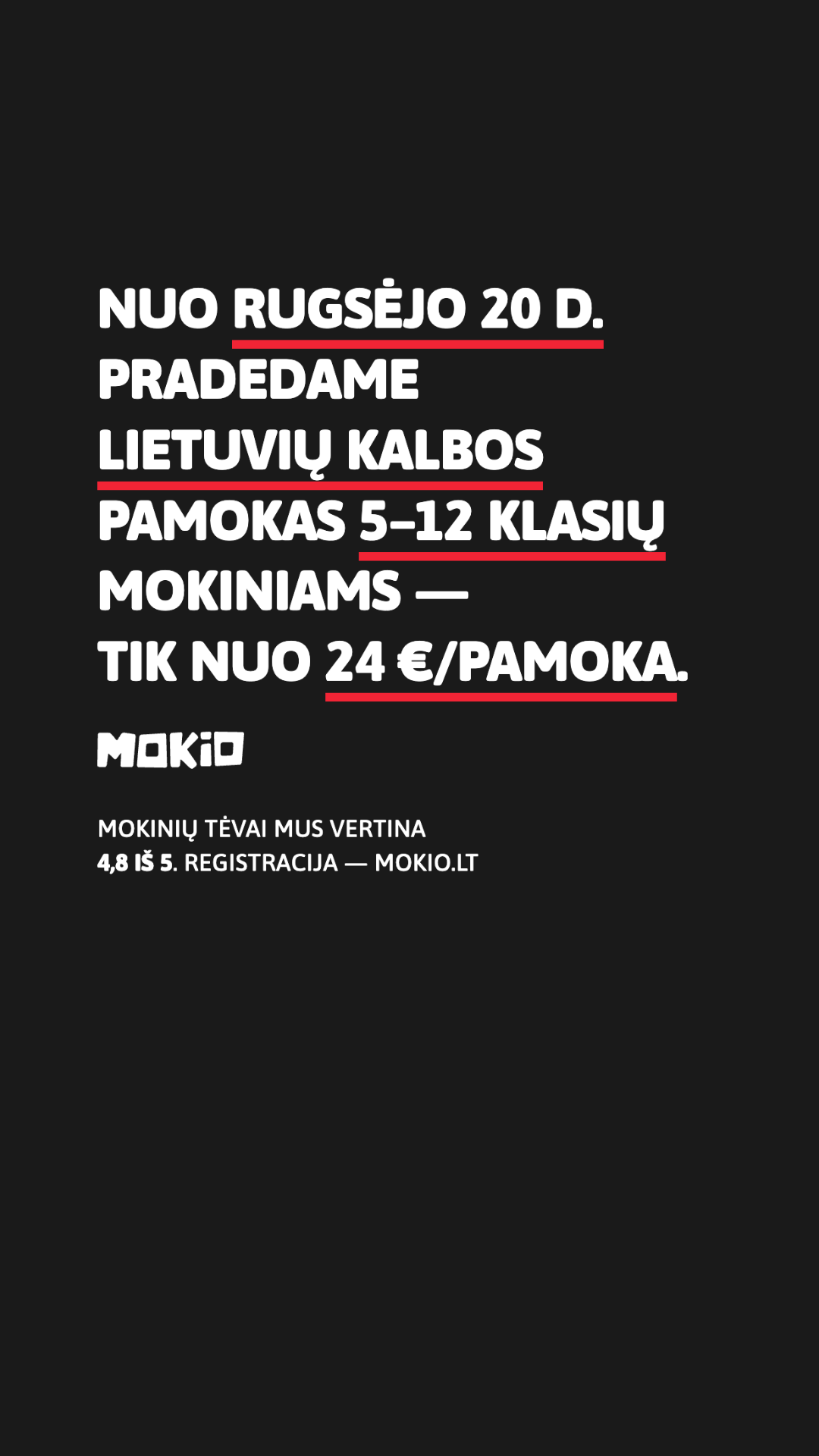 MOKIO Facebook ad: Matematikos pamokos nuo 24 €