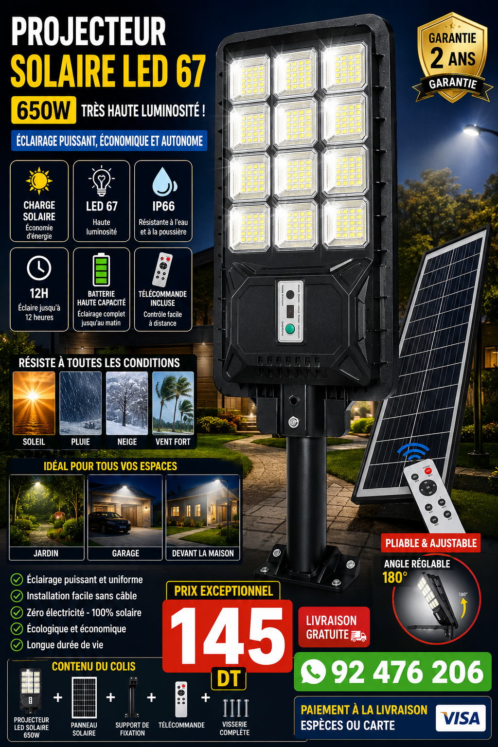 MaxiShop Facebook ad: � مصابيح طاقة شمسية قوية 650W / 850W /1050w- إضاءة تدوم…