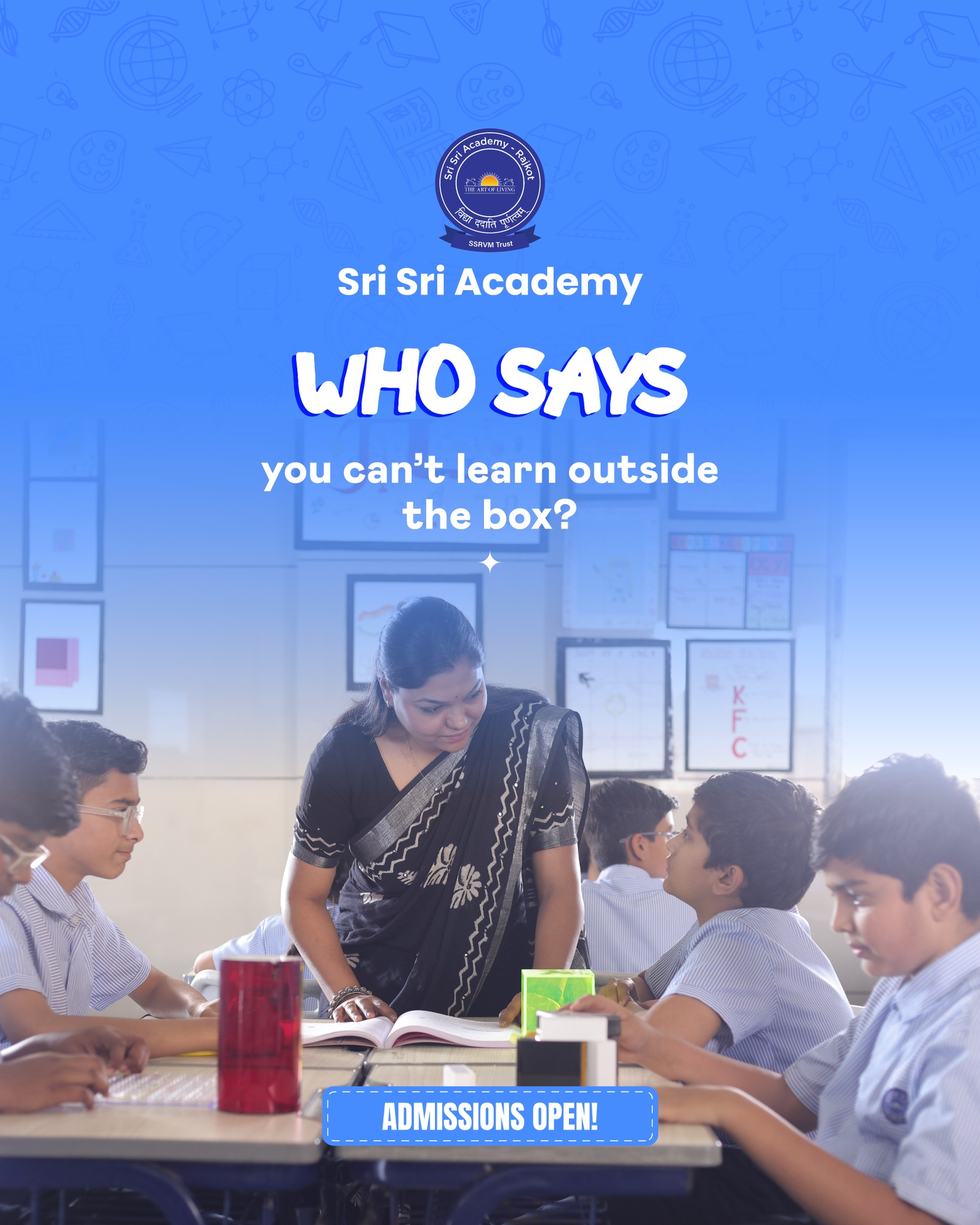 Sri Sri Academy Rajkot - CBSE affiliated Facebook ad: Who Says Learning Has Limits?