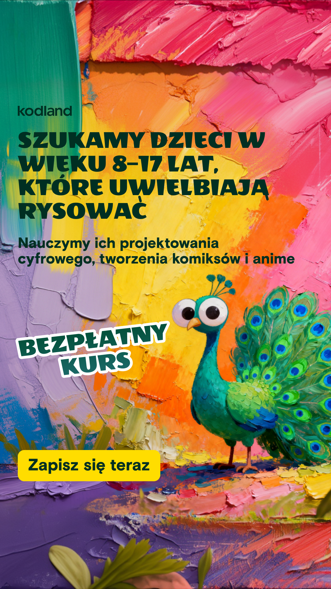 Kodland Polska Facebook ad: Darmowy kurs tworzenia animacji!